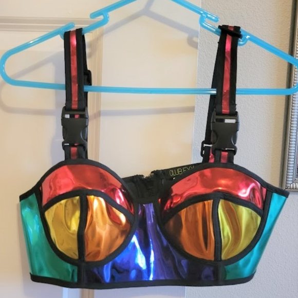 Club Exx Tops - Dolls Kill Club Exx Rainbow Runner Bra Top - M